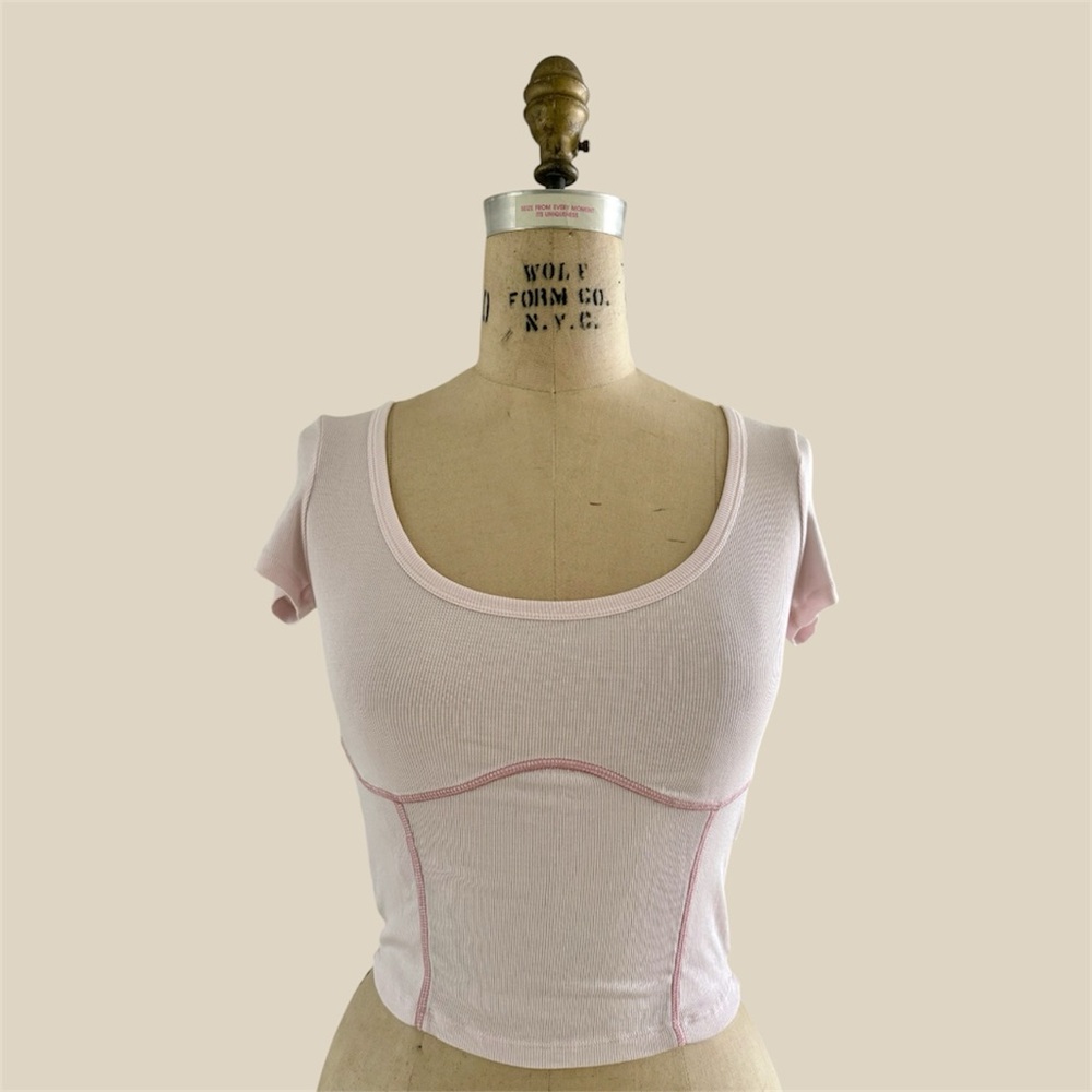 Sunday Best Pink Fitted Bustier-Style Crop Top